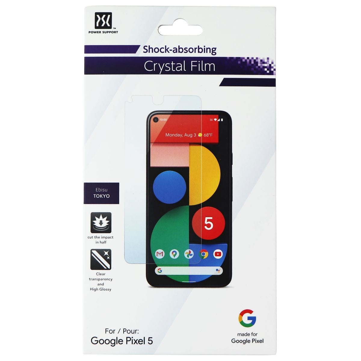 Power Support Crystal Film Screen Protector for Google Pixel 5 - Clear Cell Phone - Screen Protectors Power Support    - Simple Cell Bulk Wholesale Pricing - USA Seller