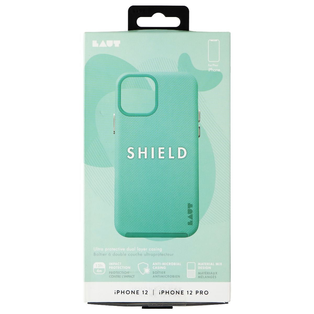 LAUT Shield Series Dual Layer Case for iPhone 12 and iPhone 12 Pro - Mint Teal Cell Phone - Cases, Covers & Skins Laut - Simple Cell Bulk Wholesale Pricing - USA Seller