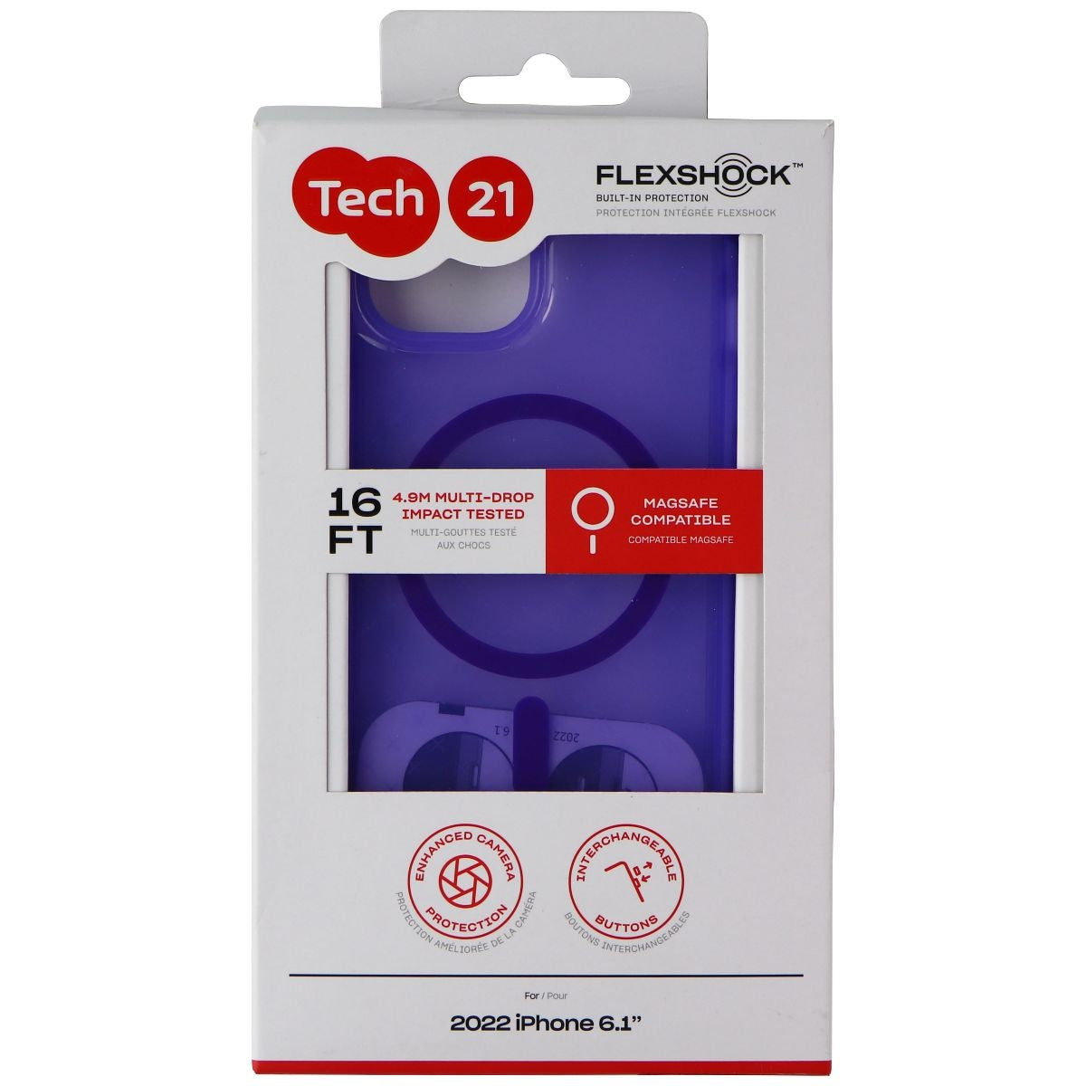 Tech21 Evo Check Case for MagSafe for Apple iPhone 14 - Wondrous Purple Cell Phone - Cases, Covers & Skins Tech21    - Simple Cell Bulk Wholesale Pricing - USA Seller