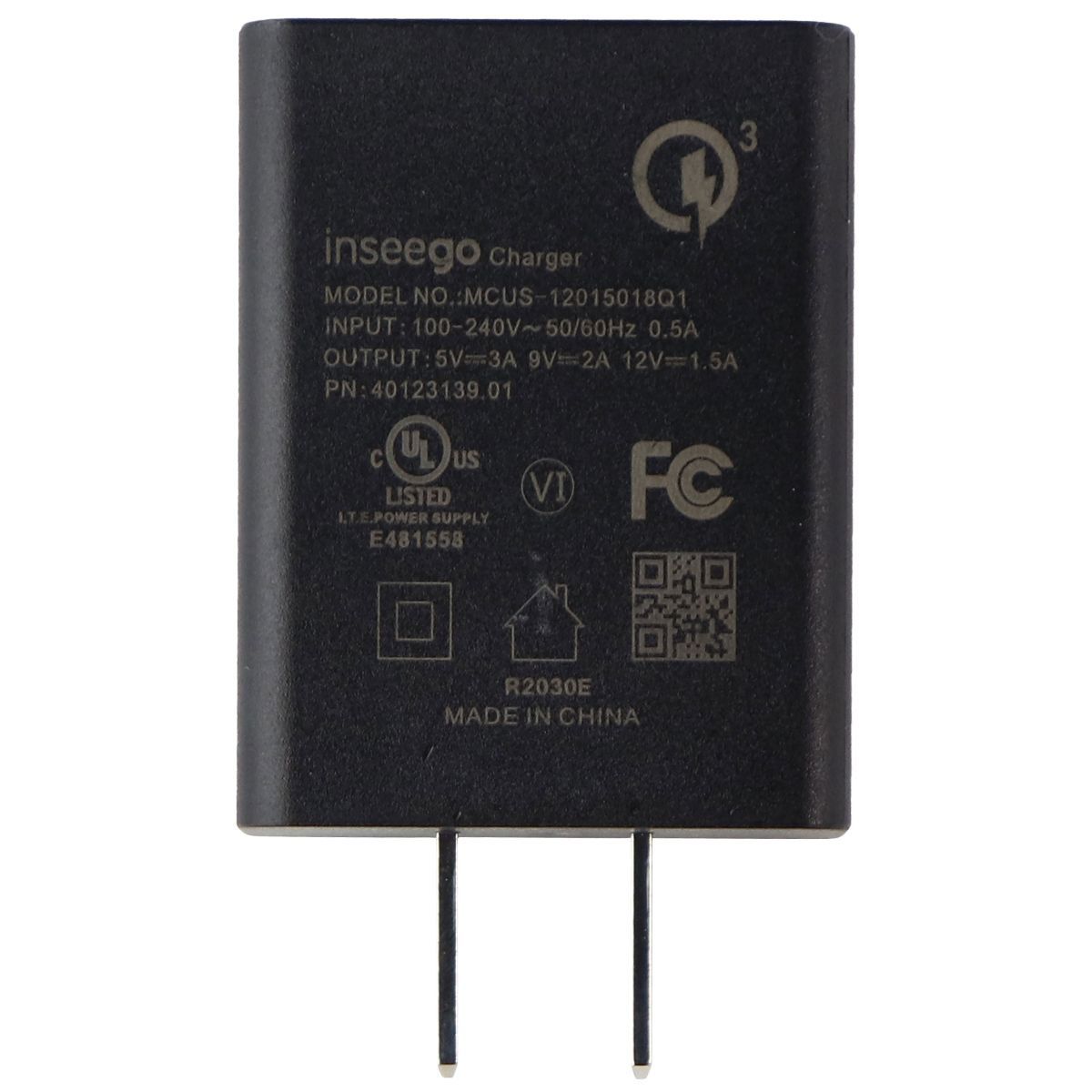 Inseego QuickCharge 3.0 Single USB Wall Charger/Adapter - Black MCUS-12015018Q1 Cell Phone - Chargers & Cradles inseego - Simple Cell Bulk Wholesale Pricing - USA Seller