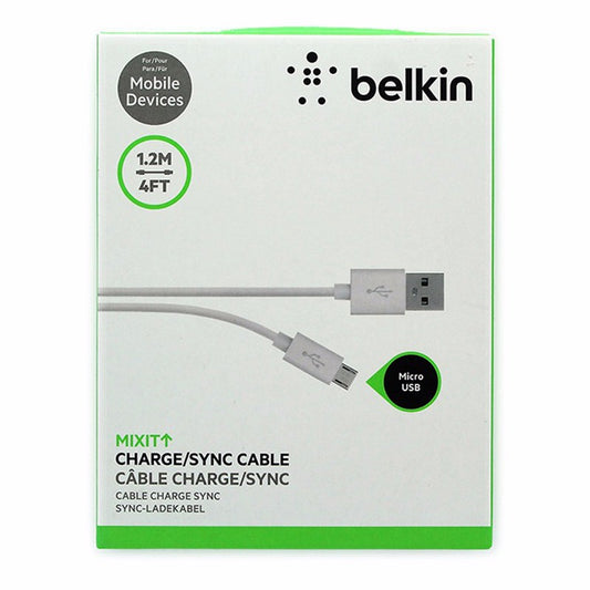 Belkin (F2CU012bt04 - WHT) 4Ft Charge/Sync Cable for Micro USB Devices - White Cell Phone - Cables & Adapters Belkin - Simple Cell Bulk Wholesale Pricing - USA Seller