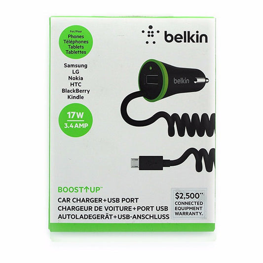 Belkin 3.4 Amp Boost Up Micro USB Car Charger w/ Extra USB Port Cell Phone - Chargers & Cradles Belkin    - Simple Cell Bulk Wholesale Pricing - USA Seller