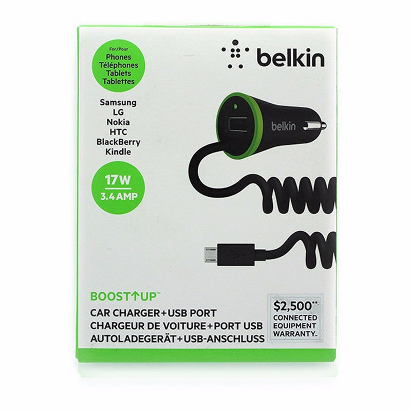 Belkin 3.4 Amp Boost Up Micro USB Car Charger w/ Extra USB Port Cell Phone - Chargers & Cradles Belkin - Simple Cell Bulk Wholesale Pricing - USA Seller