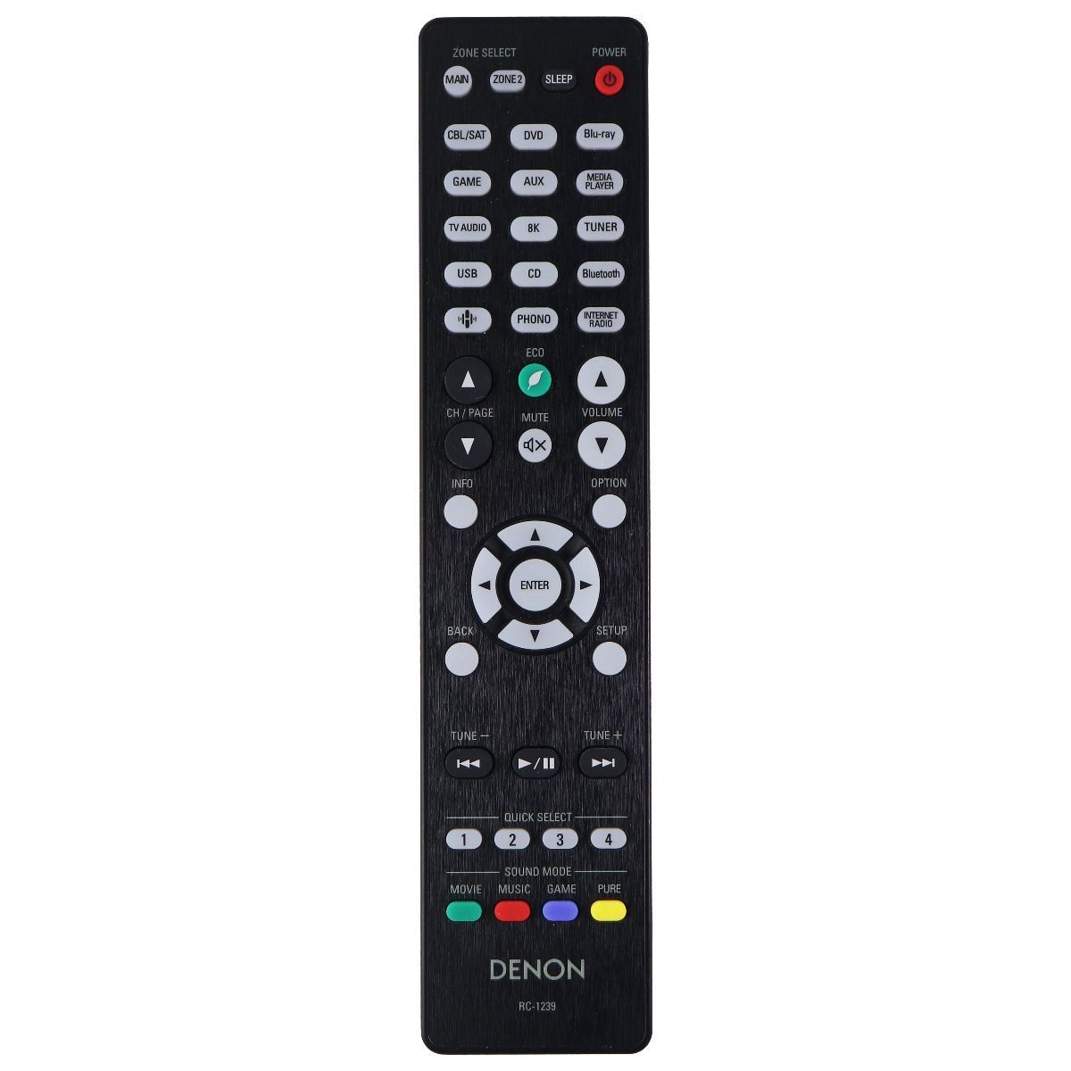 Denon Remote Control (RC-1239) for Select Denon TVs - Black TV, Video & Audio Accessories - Remote Controls Denon - Simple Cell Bulk Wholesale Pricing - USA Seller