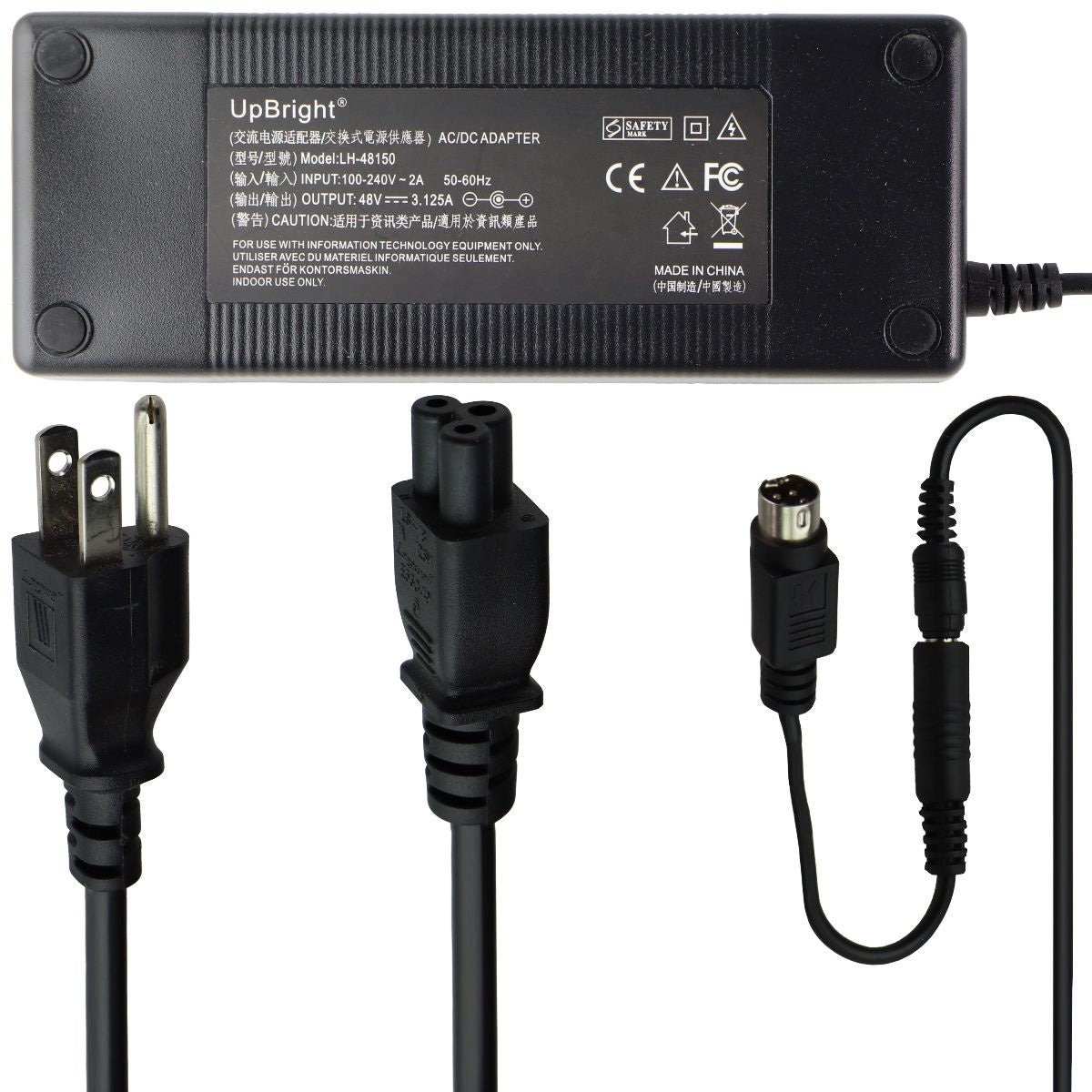 UpBright (48V/3.125A) AC/DC Adapter Wall Power Supply - Black (LH-48150) Multipurpose Batteries & Power - Multipurpose AC to DC Adapters UpBright    - Simple Cell Bulk Wholesale Pricing - USA Seller