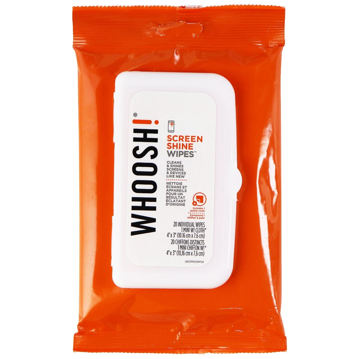 Whoosh! Screen Shine Wipes for Smartphones and Electronics (20 Pack) + Cloth Cell Phone - Other Accessories Woosh! - Simple Cell Bulk Wholesale Pricing - USA Seller