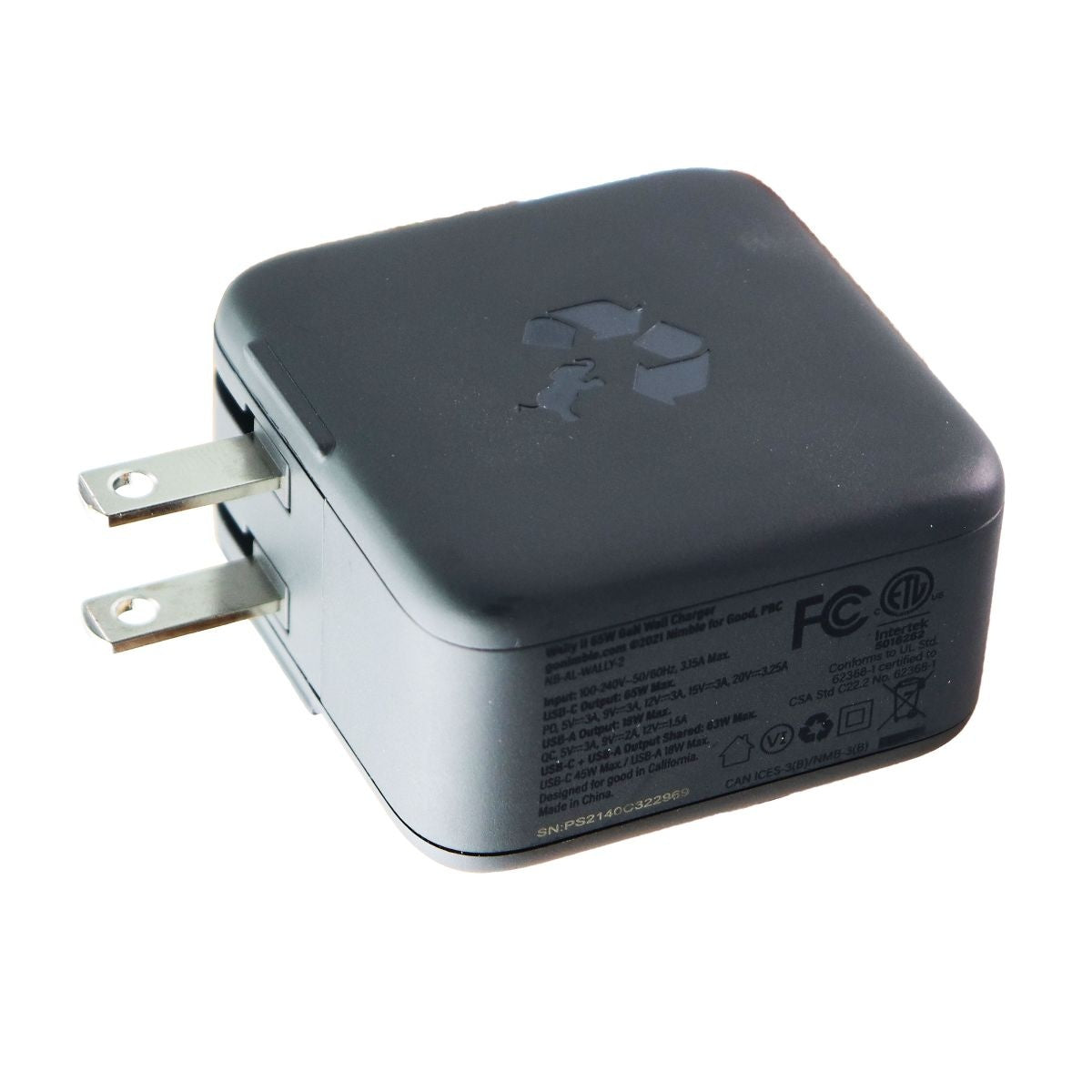 Nimble Walley II 65W USB and USB-C Wall Adapter Travel Charger - Gray Cell Phone - Chargers & Cradles Nimble - Simple Cell Bulk Wholesale Pricing - USA Seller