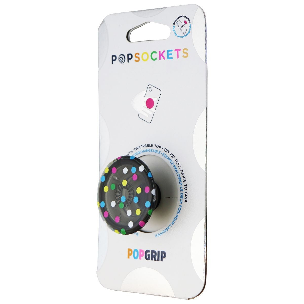 PopSockets PopGrip Expanding Stand and Grip w/ Swappable Top - Black Disco Dots Cell Phone - Mounts & Holders PopSockets - Simple Cell Bulk Wholesale Pricing - USA Seller