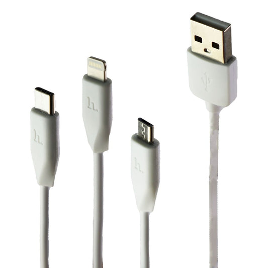 Hoco (1M/3.3-Foot) Rapid 3-in-1 Cable with Micro / USB-C / 8-Pin - White Cell Phone - Cables & Adapters HoCo - Simple Cell Bulk Wholesale Pricing - USA Seller