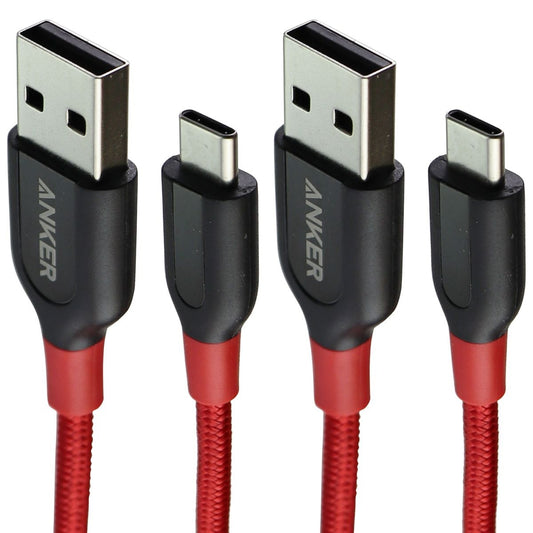 Anker (2 Pack) 6-Foot PowerLine+ USB-C to USB-A Braided Cables - Red/Black Cell Phone - Cables & Adapters Anker - Simple Cell Bulk Wholesale Pricing - USA Seller