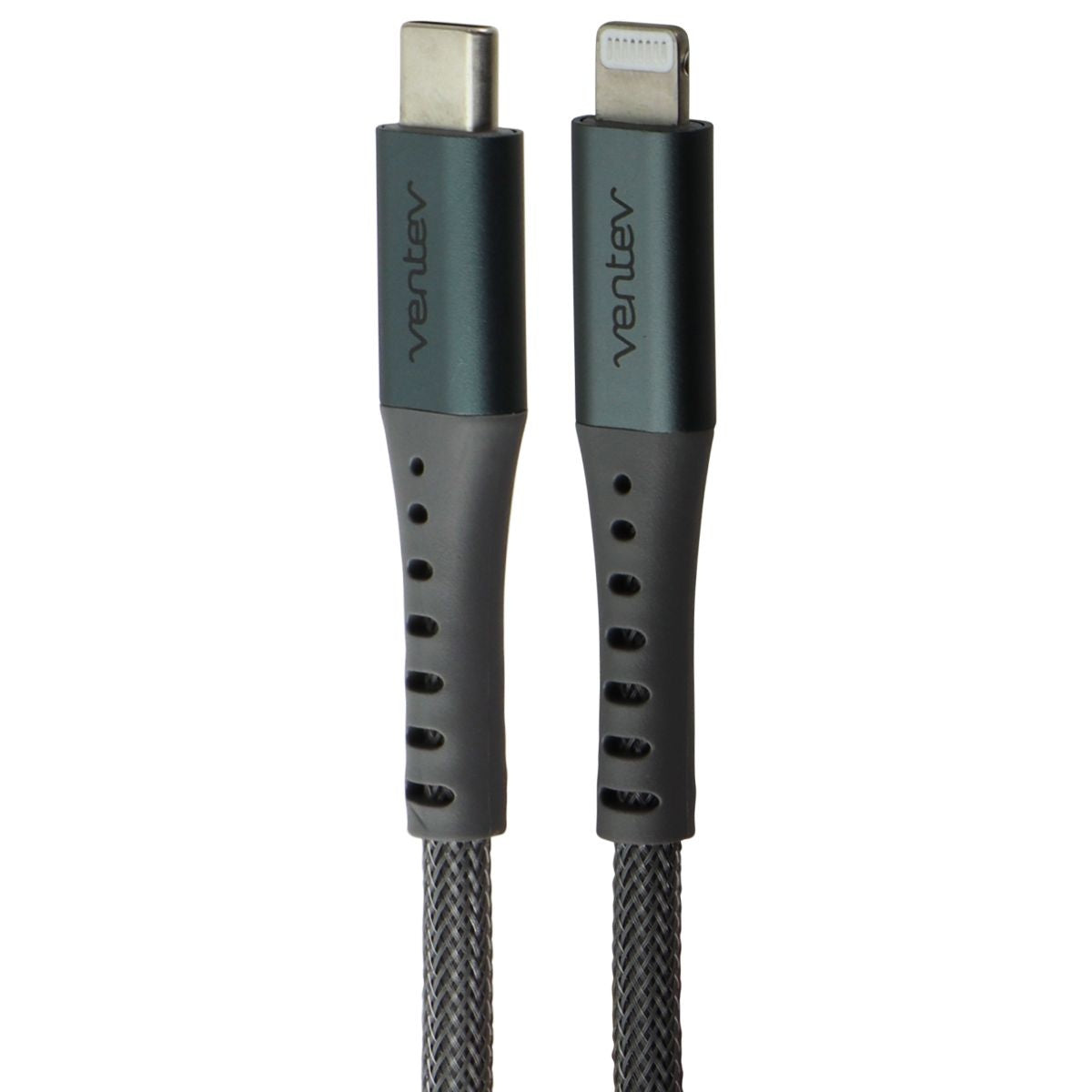 Ventev (10-Ft) ChargeSync USB-C to Lightning 8-Pin Braided Cable - Steel Gray