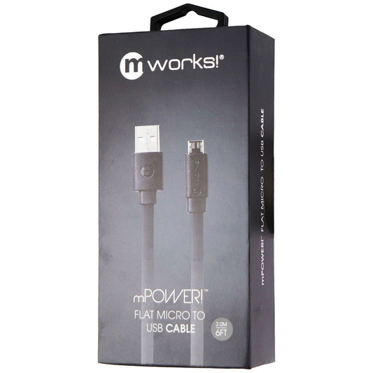 mWorks! mPOWER! (6-Foot) Micro-USB to USB Flat Cable - Black Cell Phone - Cables & Adapters mWorks!    - Simple Cell Bulk Wholesale Pricing - USA Seller