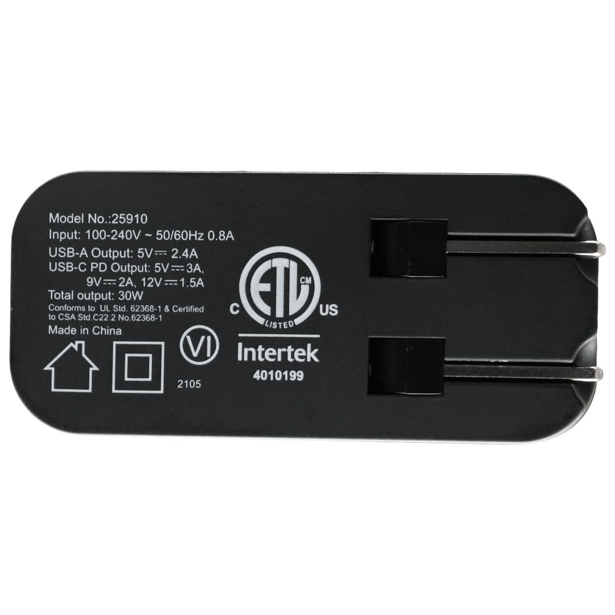 mWorks! mPower! (30-Watt) USB and USB-C Fast PD Wall Charger - Black Cell Phone - Chargers & Cradles mWorks! - Simple Cell Bulk Wholesale Pricing - USA Seller