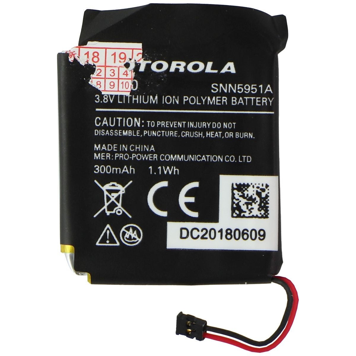 Replacement WX30 SNN5951A Battery (3.8V/300mAh/1.1Wh) for Moto 360 (1st Gen) Cell Phone - Replacement Parts & Tools Unbranded - Simple Cell Bulk Wholesale Pricing - USA Seller