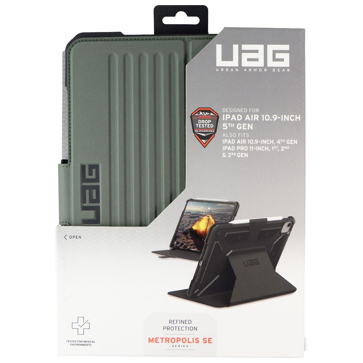 UAG Metropolis SE Series Folio for iPad Air 10.9-inch (5th Gen) - Olive Green iPad/Tablet Accessories - Cases, Covers, Keyboard Folios Urban Armor Gear - Simple Cell Bulk Wholesale Pricing - USA Seller