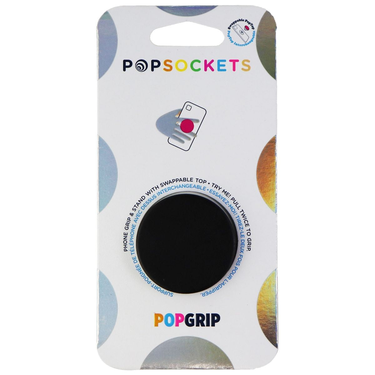 PopSockets PopGrip Expanding Stand and Grip with Swappable Top - Black Cell Phone - Mounts & Holders PopSockets - Simple Cell Bulk Wholesale Pricing - USA Seller