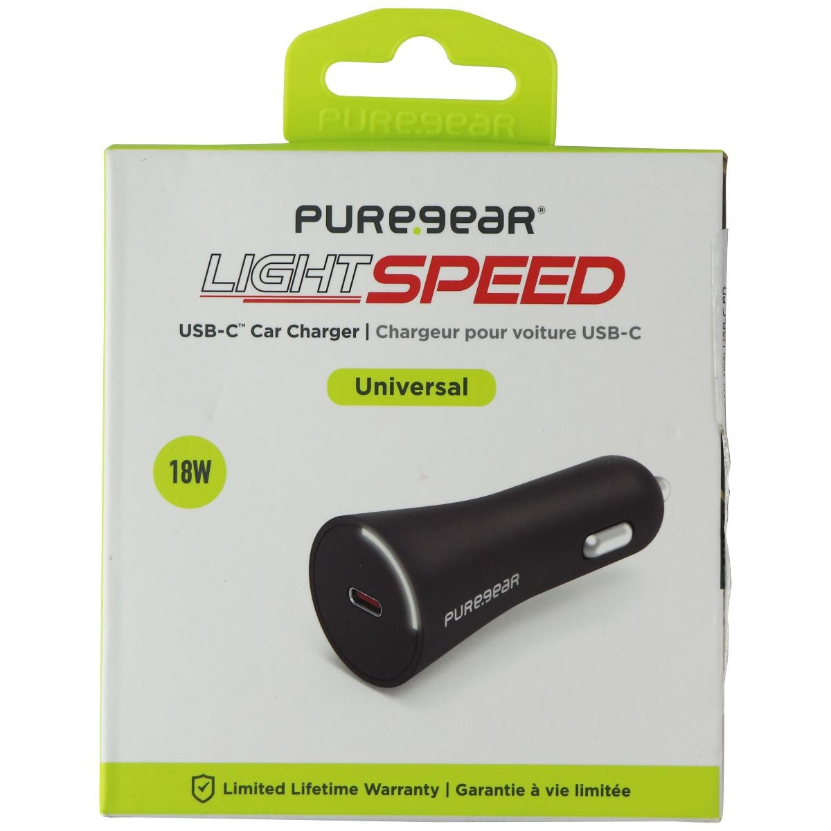 PureGear LightSpeed (18-Watt) USB-C Car Charger - Black (62809PG) Cell Phone - Chargers & Cradles PureGear - Simple Cell Bulk Wholesale Pricing - USA Seller