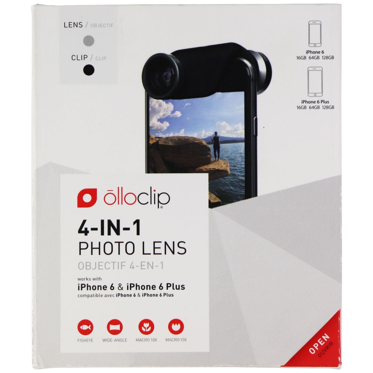 Olloclip 4-in-1 Photo Lens for iPhone 6s and 6s Plus - Silver Lens / Black Clip Cell Phone - Other Accessories Olloclip - Simple Cell Bulk Wholesale Pricing - USA Seller