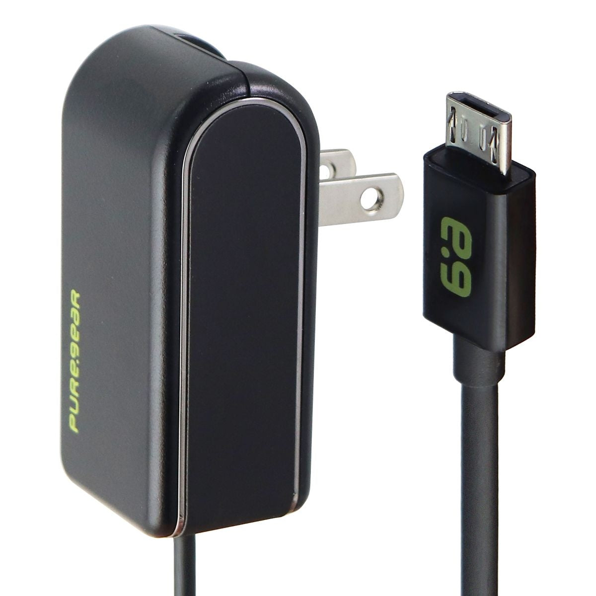 PureGear 12W 2.4A Wall Charger with 5Ft Micro USB Connector Cable - Black Cell Phone - Chargers & Cradles PureGear - Simple Cell Bulk Wholesale Pricing - USA Seller