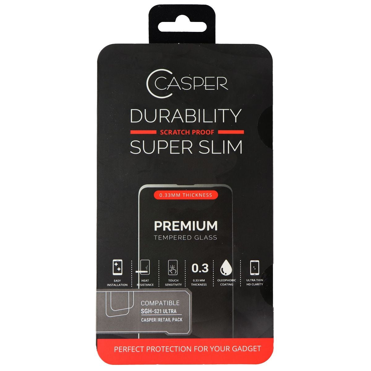 Casper Durability Series Slim Screen Protector for Samsung Galaxy S21 Ultra Cell Phone - Screen Protectors Casper - Simple Cell Bulk Wholesale Pricing - USA Seller