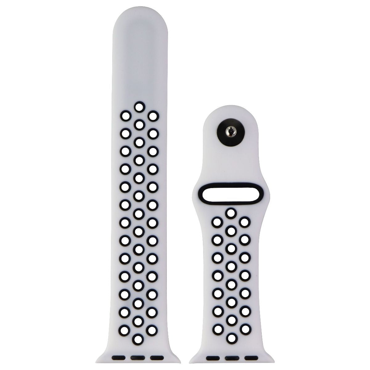 Silicone Watch Band for Apple Watch 38/40/41mm Cases - White & Black - Large Smart Watch Accessories - Watch Bands Unbranded - Simple Cell Bulk Wholesale Pricing - USA Seller