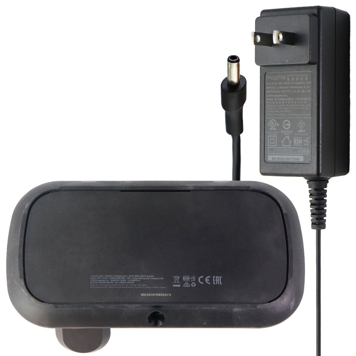 Mophie 3 in 1 Wireless Qi 7.5W Charge Pad for Apple iPhone/AirPods/Watch - Black Cell Phone - Chargers & Cradles Mophie - Simple Cell Bulk Wholesale Pricing - USA Seller