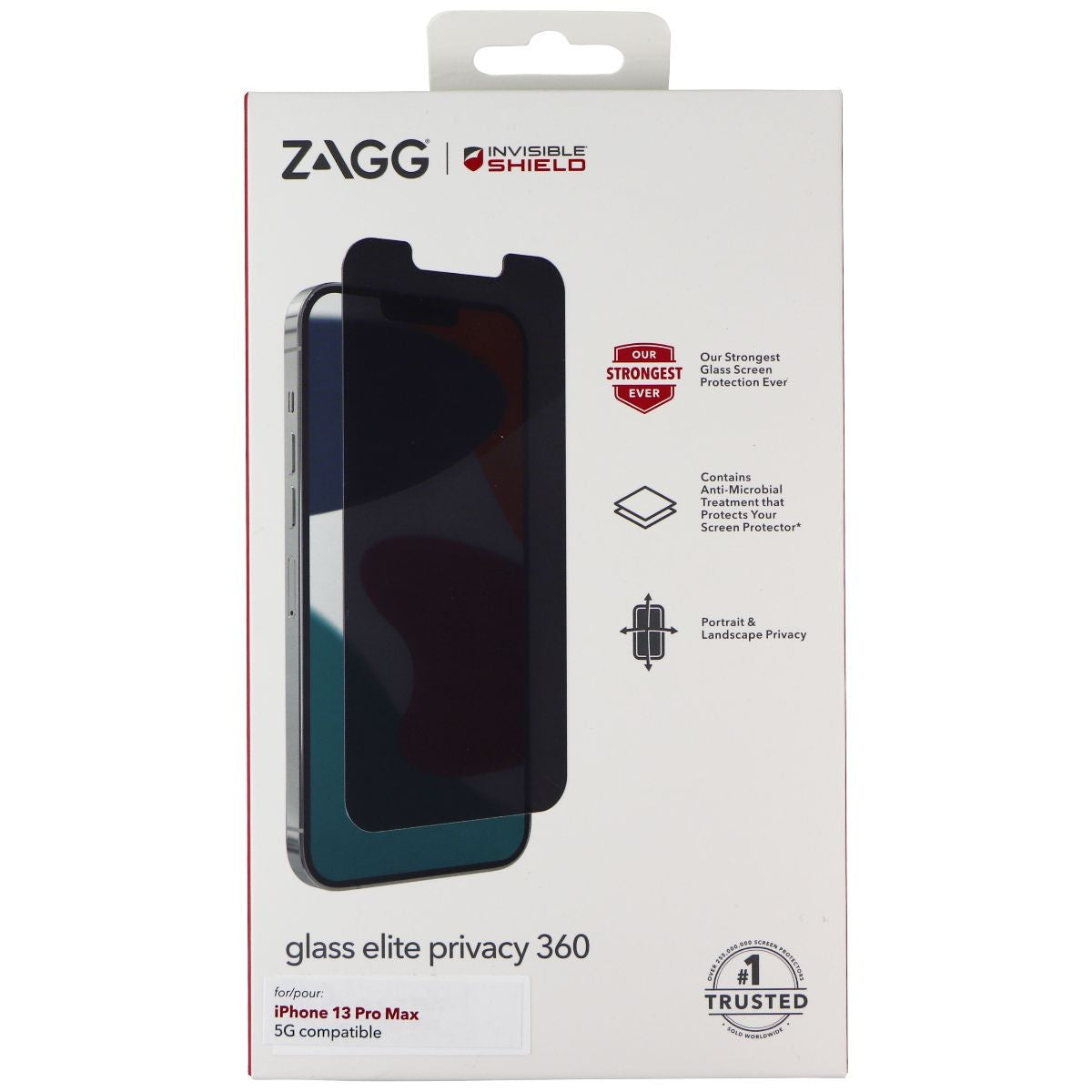 ZAGG (Glass Elite Privacy 360) Protector for Apple iPhone 13 Pro Max - Tinted Cell Phone - Screen Protectors Zagg - Simple Cell Bulk Wholesale Pricing - USA Seller