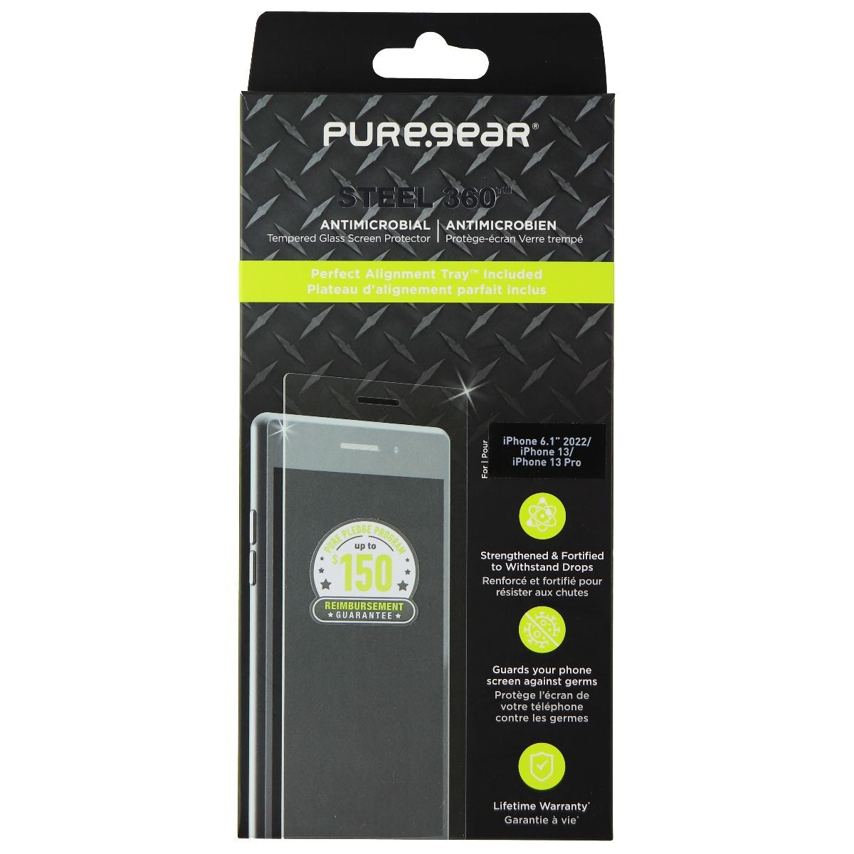 PureGear Steel 360 Screen Protector for iPhone 14/14 Pro/13/13 Pro - Clear Cell Phone - Screen Protectors PureGear - Simple Cell Bulk Wholesale Pricing - USA Seller