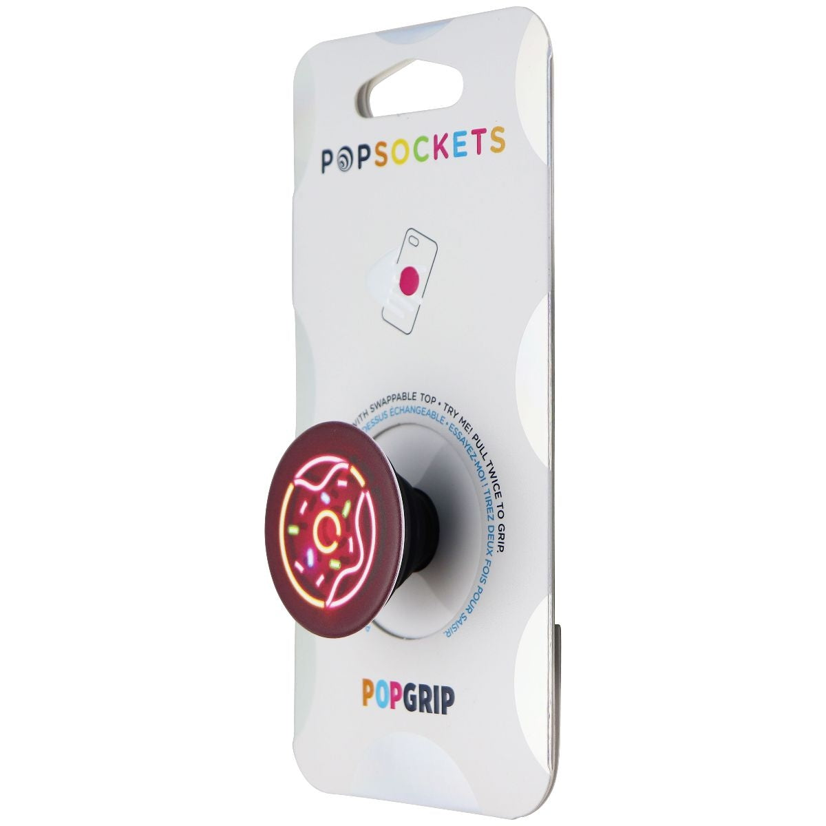 PopSockets: PopGrip Expanding Stand and Grip with Swappable Top - Neon Donut Cell Phone - Mounts & Holders PopSockets - Simple Cell Bulk Wholesale Pricing - USA Seller