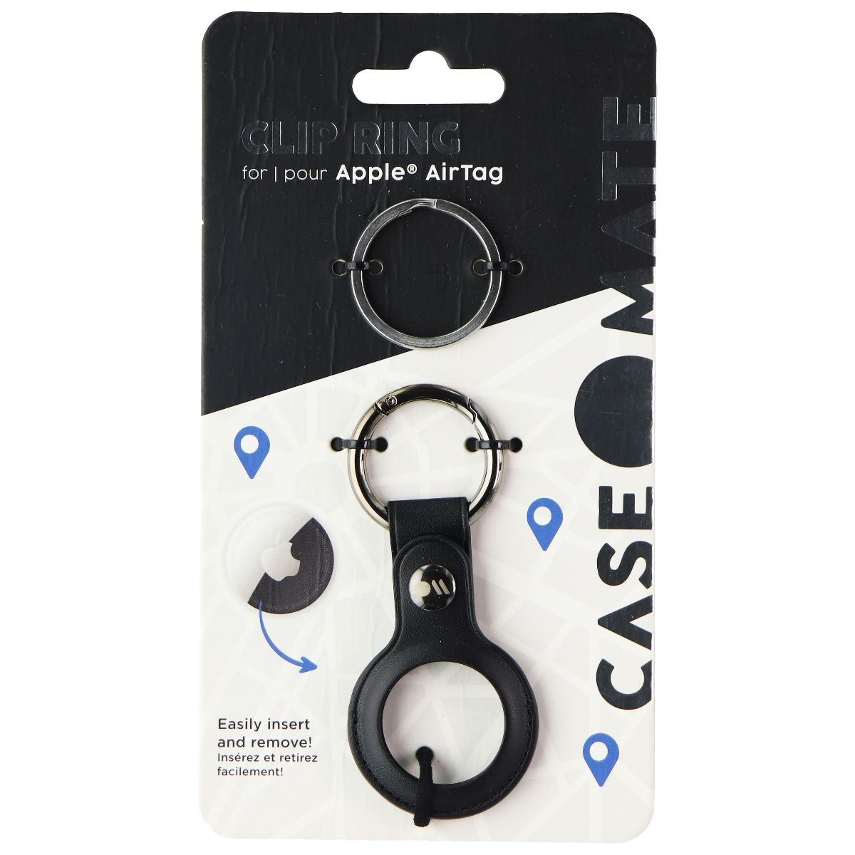 Case-Mate AirTag Tracker Holder with Anti-Lost Key Ring, Stitching Vegan Leather Cell Phone - Mounts & Holders Case-Mate - Simple Cell Bulk Wholesale Pricing - USA Seller