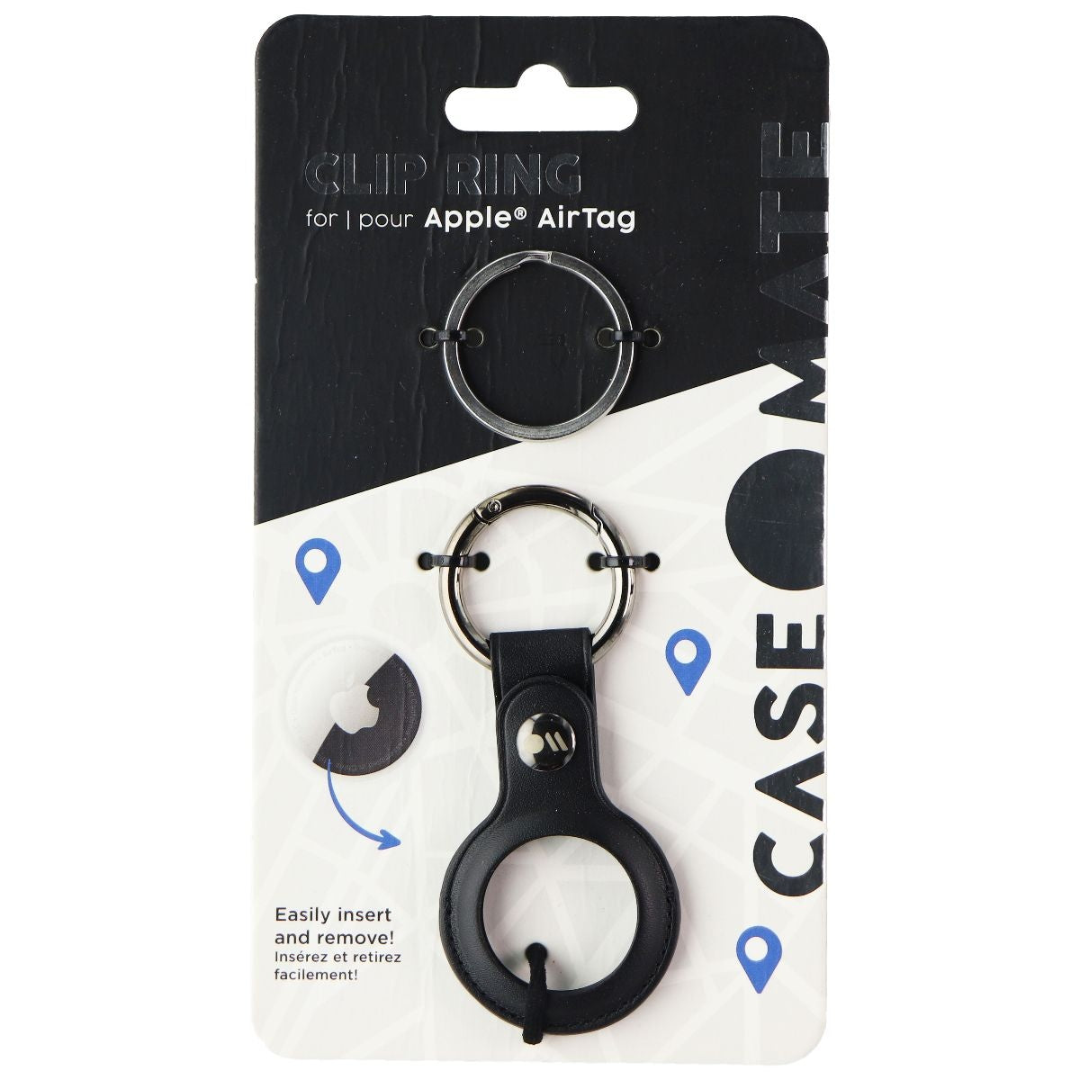 Case-Mate AirTag Tracker Holder with Anti-Lost Key Ring, Stitching Vegan Leather Cell Phone - Mounts & Holders Case-Mate    - Simple Cell Bulk Wholesale Pricing - USA Seller