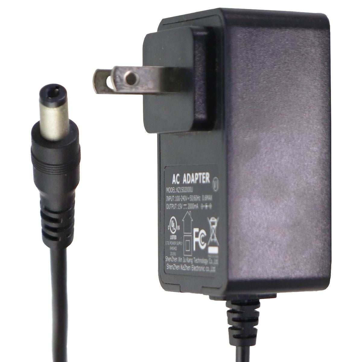 ShenZhen (15V/2000mA) AC Adapter Wall Plug - Black (KZ1502000U) Multipurpose Batteries & Power - Multipurpose AC to DC Adapters Shenzhen    - Simple Cell Bulk Wholesale Pricing - USA Seller