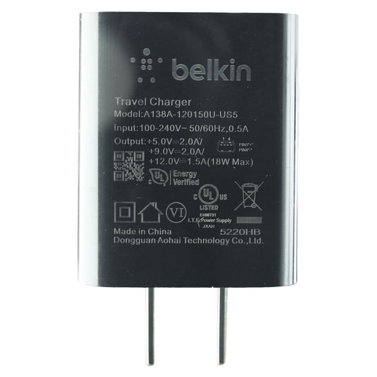 Belkin Single USB 18W (12V/1.5A) Adaptive Wall Charger - Black A138A-120150U-US5