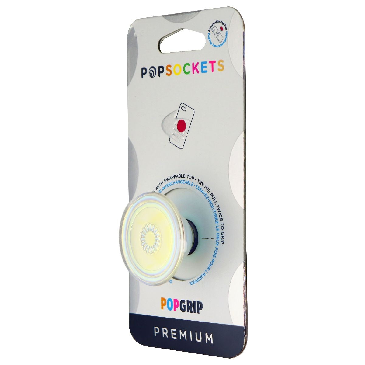 PopSockets PopGrip Stand and Grip with Swappable Top - Clear Iridescent Cell Phone - Mounts & Holders PopSockets - Simple Cell Bulk Wholesale Pricing - USA Seller