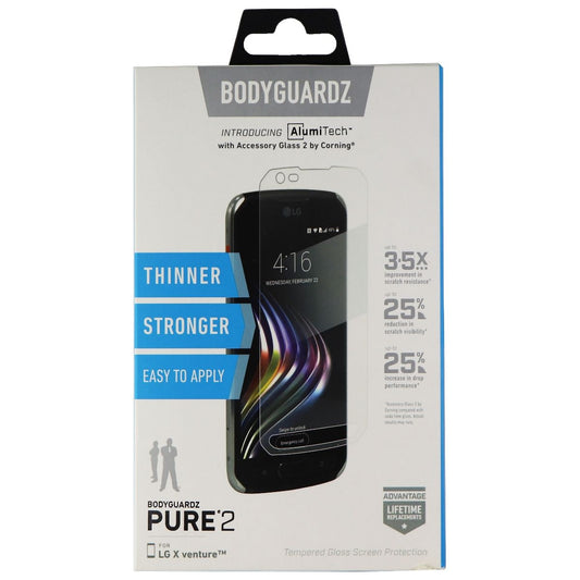 BodyGuardz Pure 2 Edge Series Tempered Glass for LG X Venture Smartphone - Clear Cell Phone - Screen Protectors BODYGUARDZ - Simple Cell Bulk Wholesale Pricing - USA Seller
