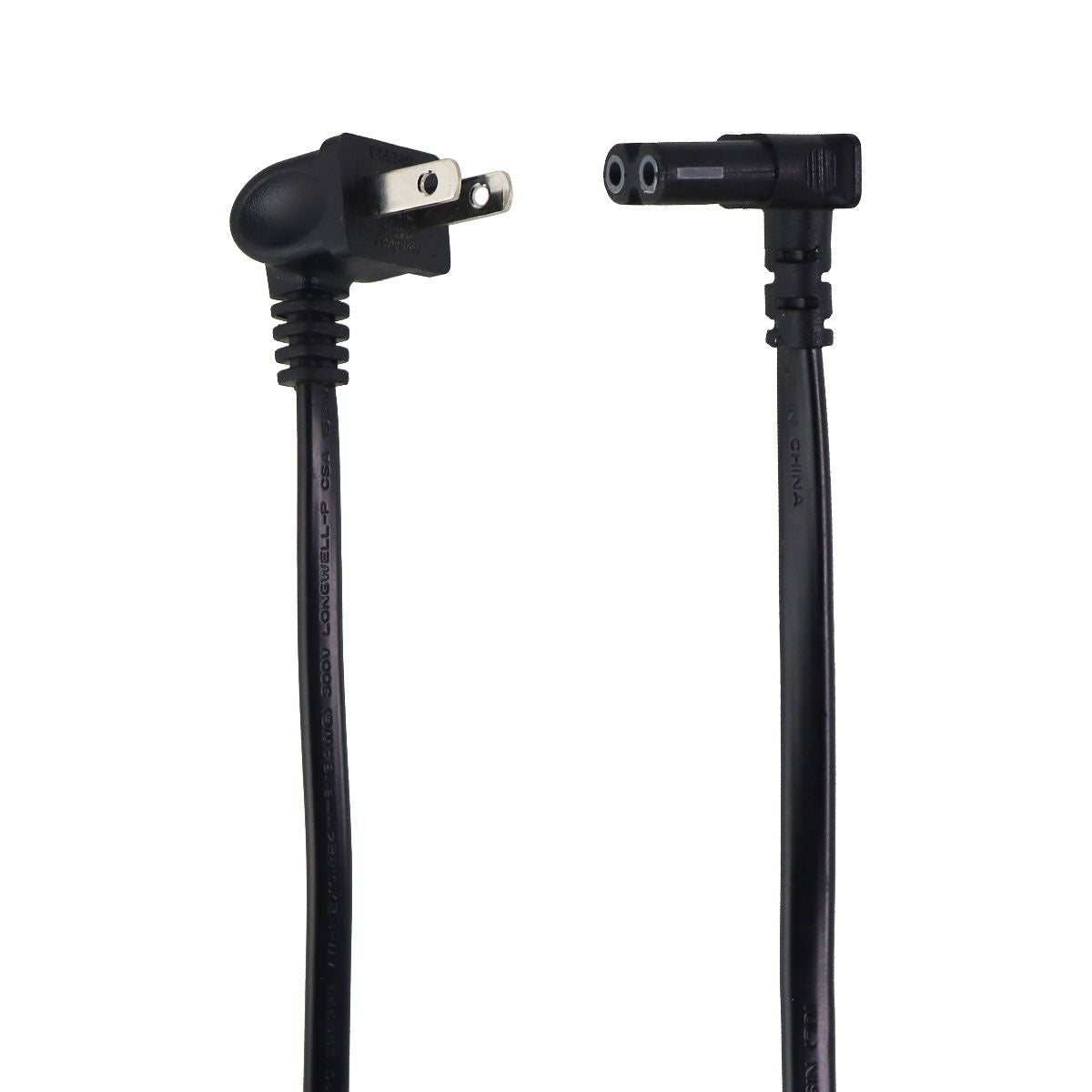 Longwell Right Angle AC Figure-8 Power Cable - Black (E55349 LS-7LV 7A-125V) Portable Audio - Cables & Adapters Longwell - Simple Cell Bulk Wholesale Pricing - USA Seller