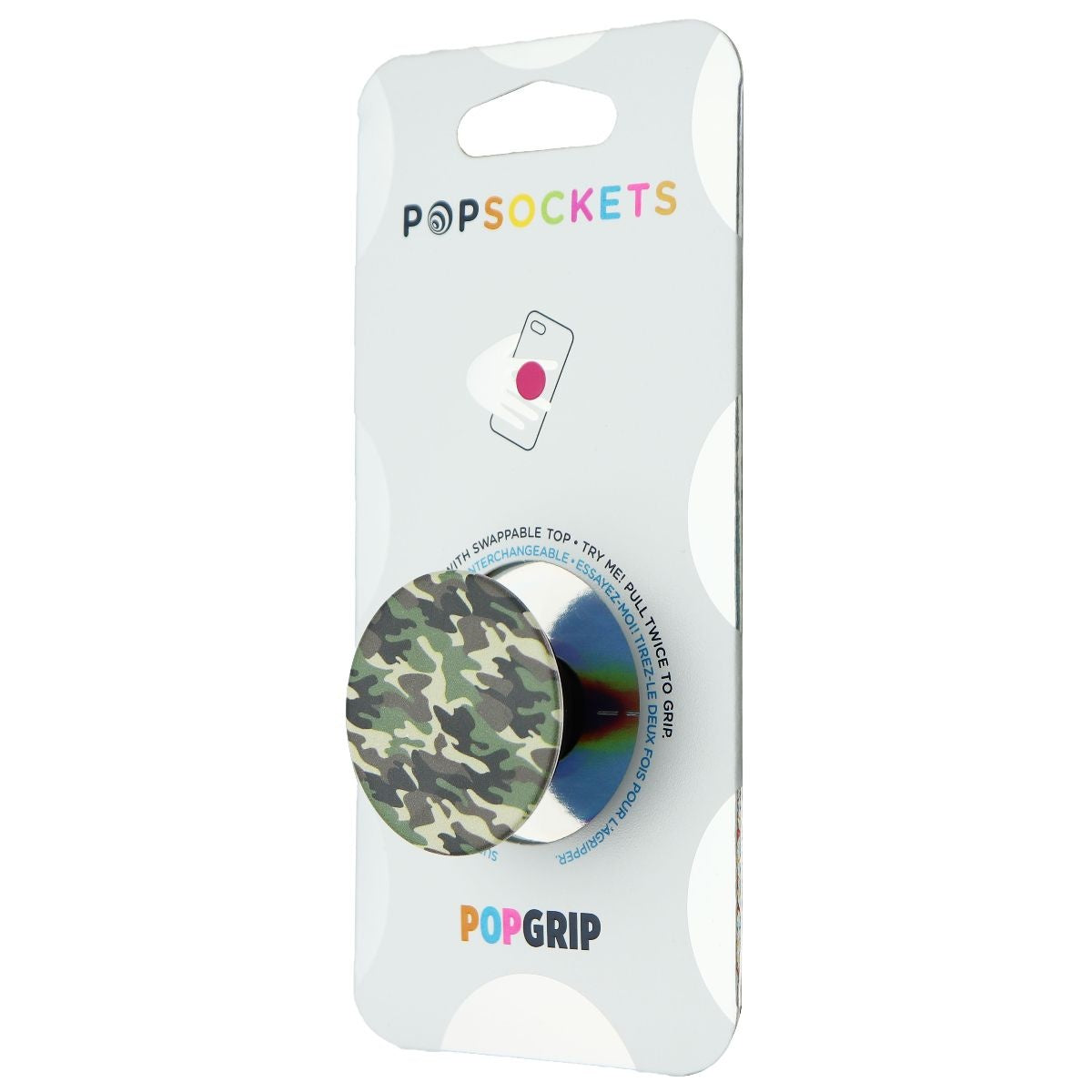 PopSockets PopGrip Expanding Stand and Grip with a Swappable Top - Woodland Camo