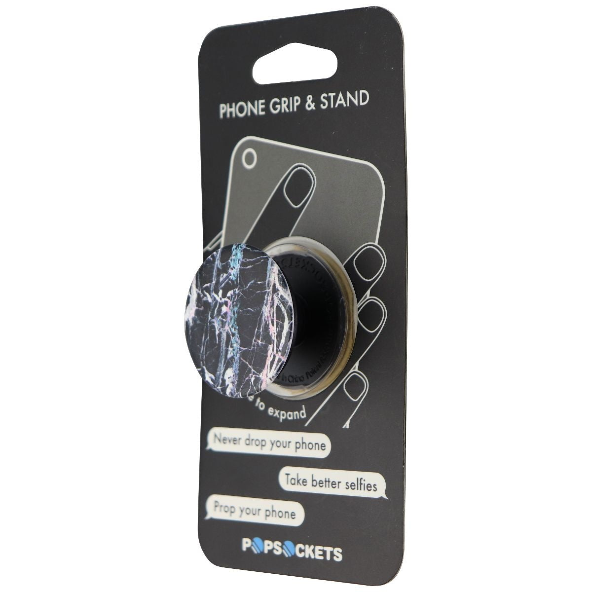 PopSockets: Collapsible Grip & Stand Phones & Tablets - Iridescent Black Marble Cell Phone - Mounts & Holders PopSockets - Simple Cell Bulk Wholesale Pricing - USA Seller