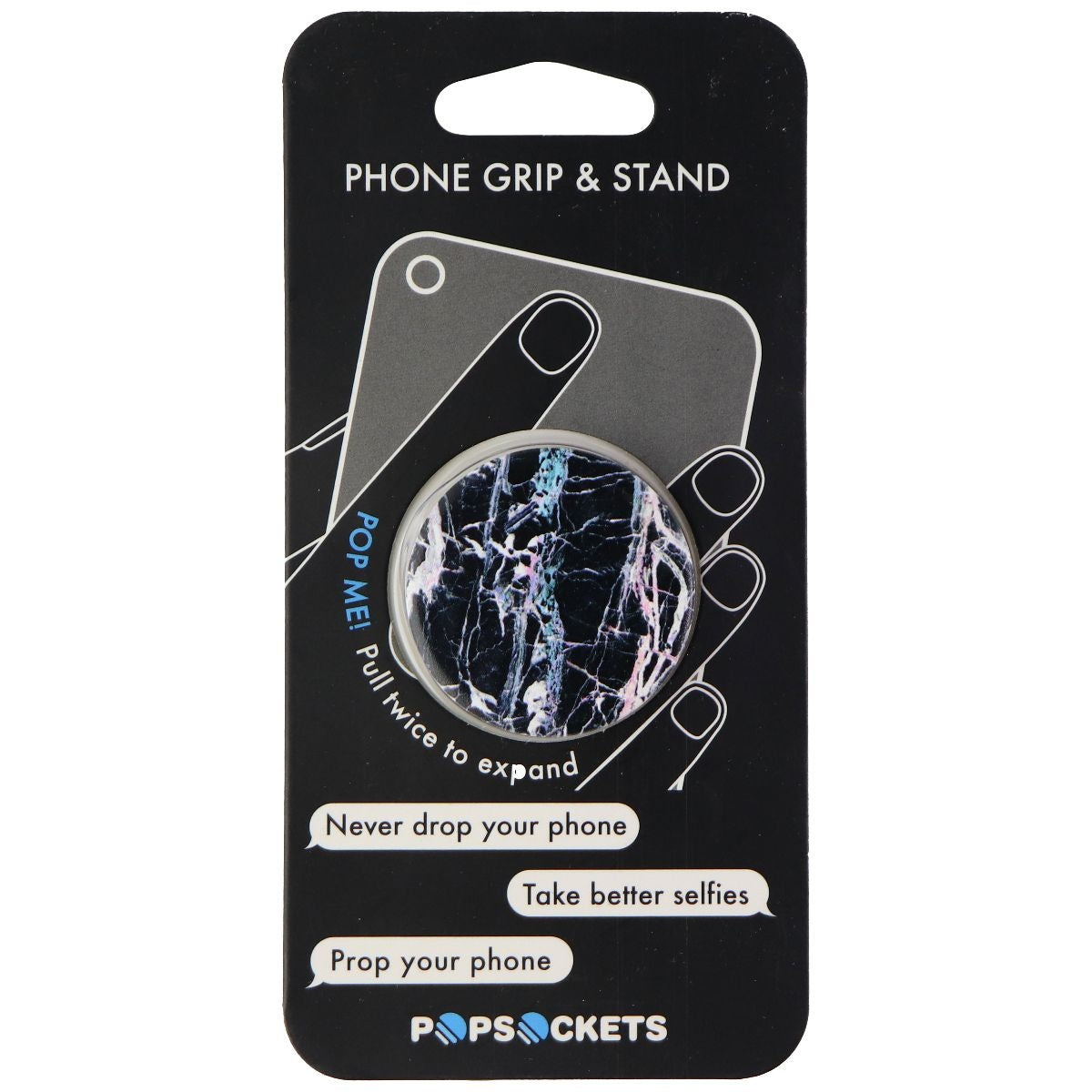 PopSockets: Collapsible Grip & Stand Phones & Tablets - Iridescent Black Marble Cell Phone - Mounts & Holders PopSockets - Simple Cell Bulk Wholesale Pricing - USA Seller