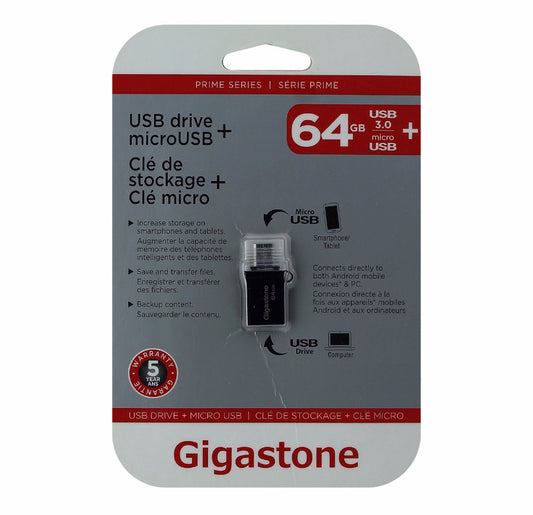 Gigastone OTG USB Drive Metal OTG 64GB USB 3.0 Flash Drive (GS-U364OTG-R) Digital Storage - USB Flash Drives Gigastone    - Simple Cell Bulk Wholesale Pricing - USA Seller
