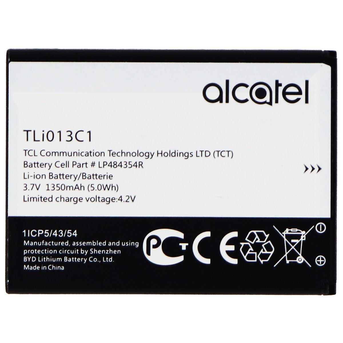 Alcatel OEM Rechargeable Battery (3.7V) 1350mAh (TLi013C1) Cell Phone - Batteries Alcatel - Simple Cell Bulk Wholesale Pricing - USA Seller