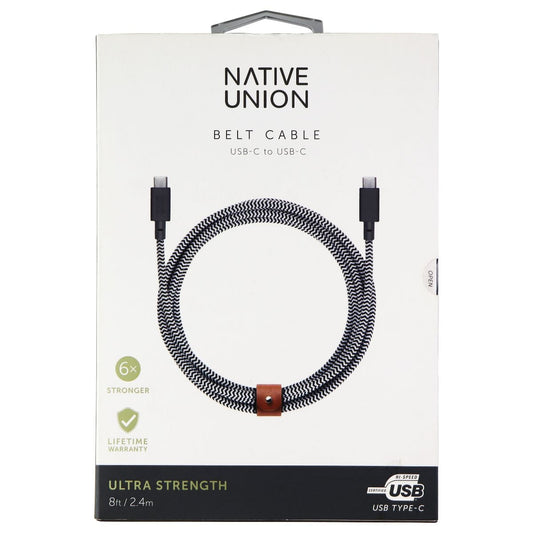 Native Union 8 Foot USB-C to USB-C Premium Braided Belt Cable - Gray/Black/White Cell Phone - Cables & Adapters Native Union - Simple Cell Bulk Wholesale Pricing - USA Seller