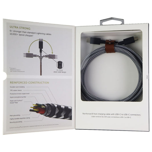 Native Union 8 Foot USB-C to USB-C Premium Braided Belt Cable - Gray/Black/White Cell Phone - Cables & Adapters Native Union - Simple Cell Bulk Wholesale Pricing - USA Seller