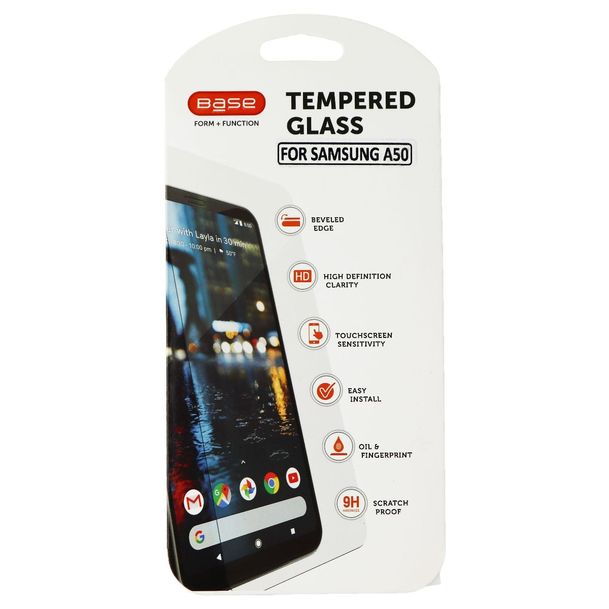 Base Tempered Glass Screen Protector for Samsung Galaxy A50 - Clear Cell Phone - Screen Protectors Base - Simple Cell Bulk Wholesale Pricing - USA Seller