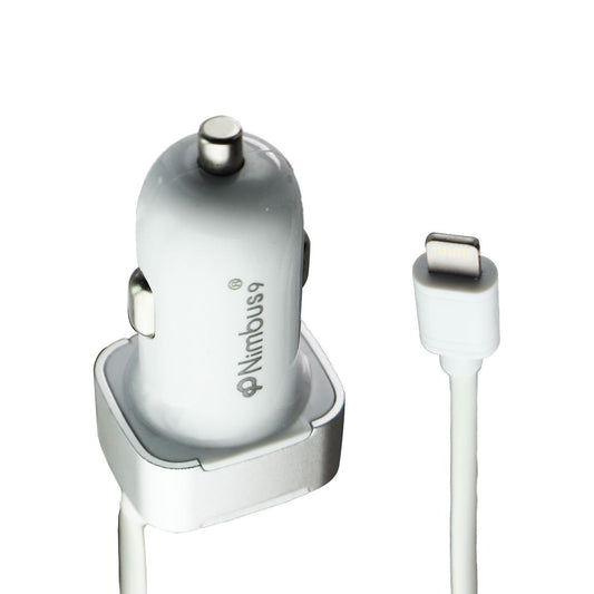 Nimbus9 Car Charger with 8-Pin Connecter Cable (6FT) and USB Port - White/Silver Cell Phone - Chargers & Cradles Nimbus9    - Simple Cell Bulk Wholesale Pricing - USA Seller