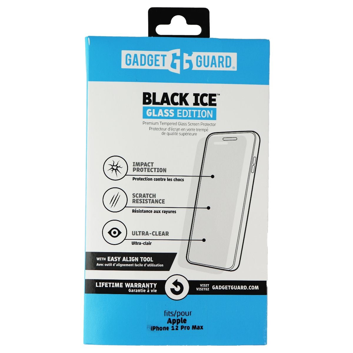 Gadget Guard Black Ice Glass Edition for Apple iPhone 12 Pro Max Cell Phone - Screen Protectors Gadget Guard - Simple Cell Bulk Wholesale Pricing - USA Seller
