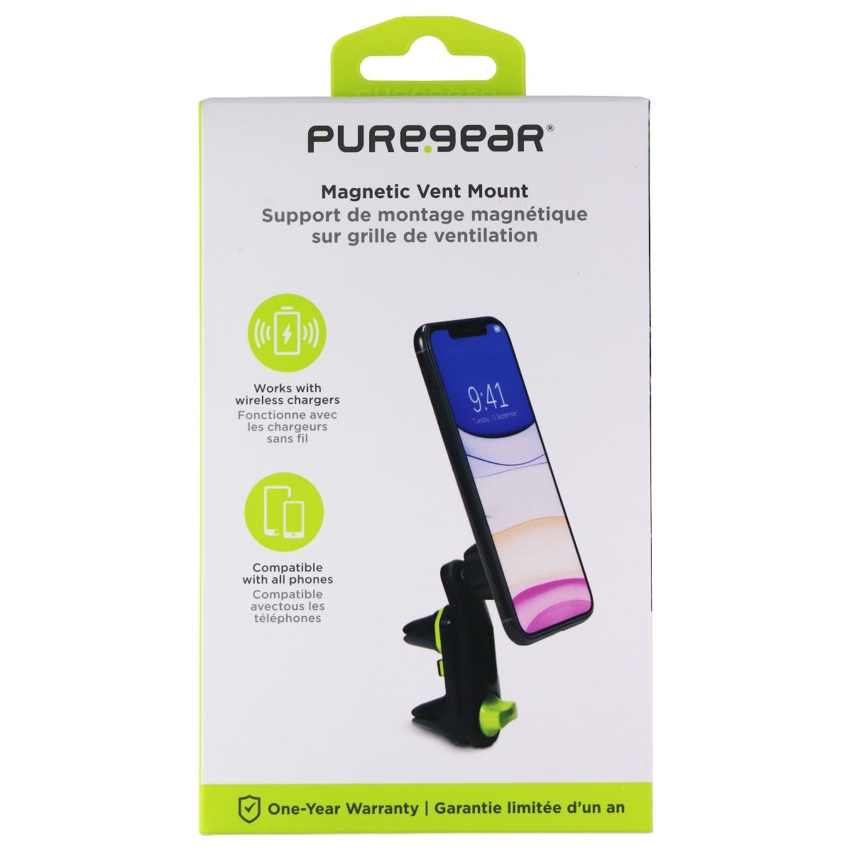 PureGear Magnetic Vent Mount for All Smartphones - Black (63302PG) Cell Phone - Mounts & Holders PureGear - Simple Cell Bulk Wholesale Pricing - USA Seller