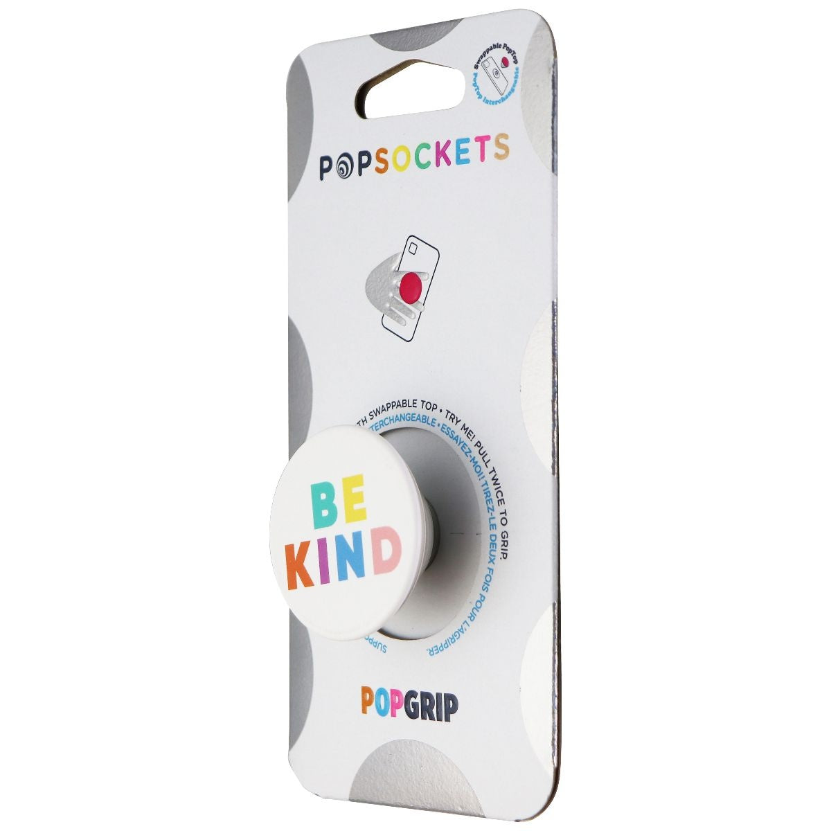 PopSockets PopGrip Stand and Grip with Swappable Top - Just Be Kind / White Cell Phone - Mounts & Holders PopSockets - Simple Cell Bulk Wholesale Pricing - USA Seller