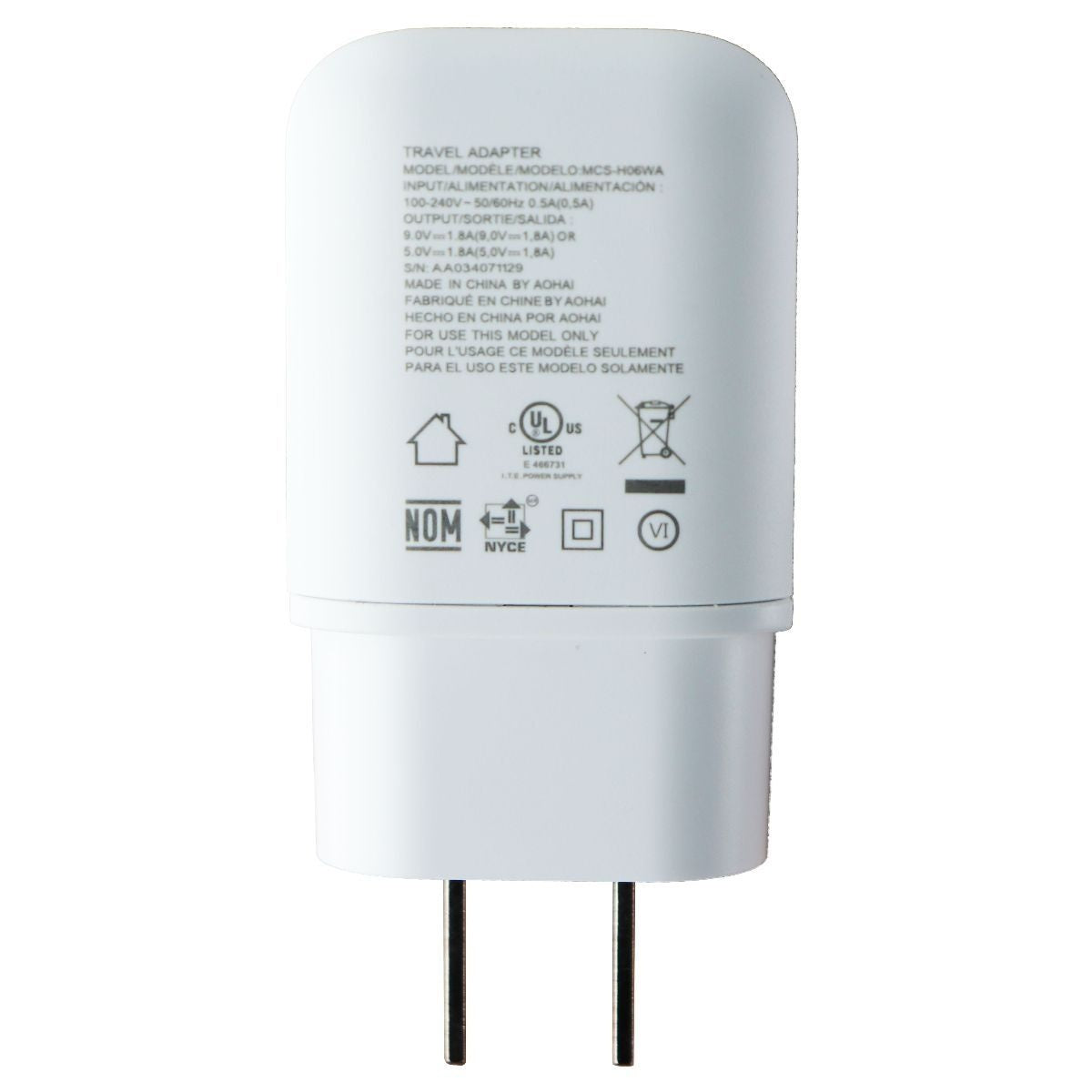 LG (9V/1.8A) Fast Charge Wall Charger Single USB Adapter - White (MCS-H06WA) Cell Phone - Chargers & Cradles LG - Simple Cell Bulk Wholesale Pricing - USA Seller