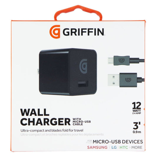 Griffin (12W/2.4A) USB Wall Charger/Adapter and 3-Foot Micro-USB Cable - Black Cell Phone - Chargers & Cradles Griffin - Simple Cell Bulk Wholesale Pricing - USA Seller